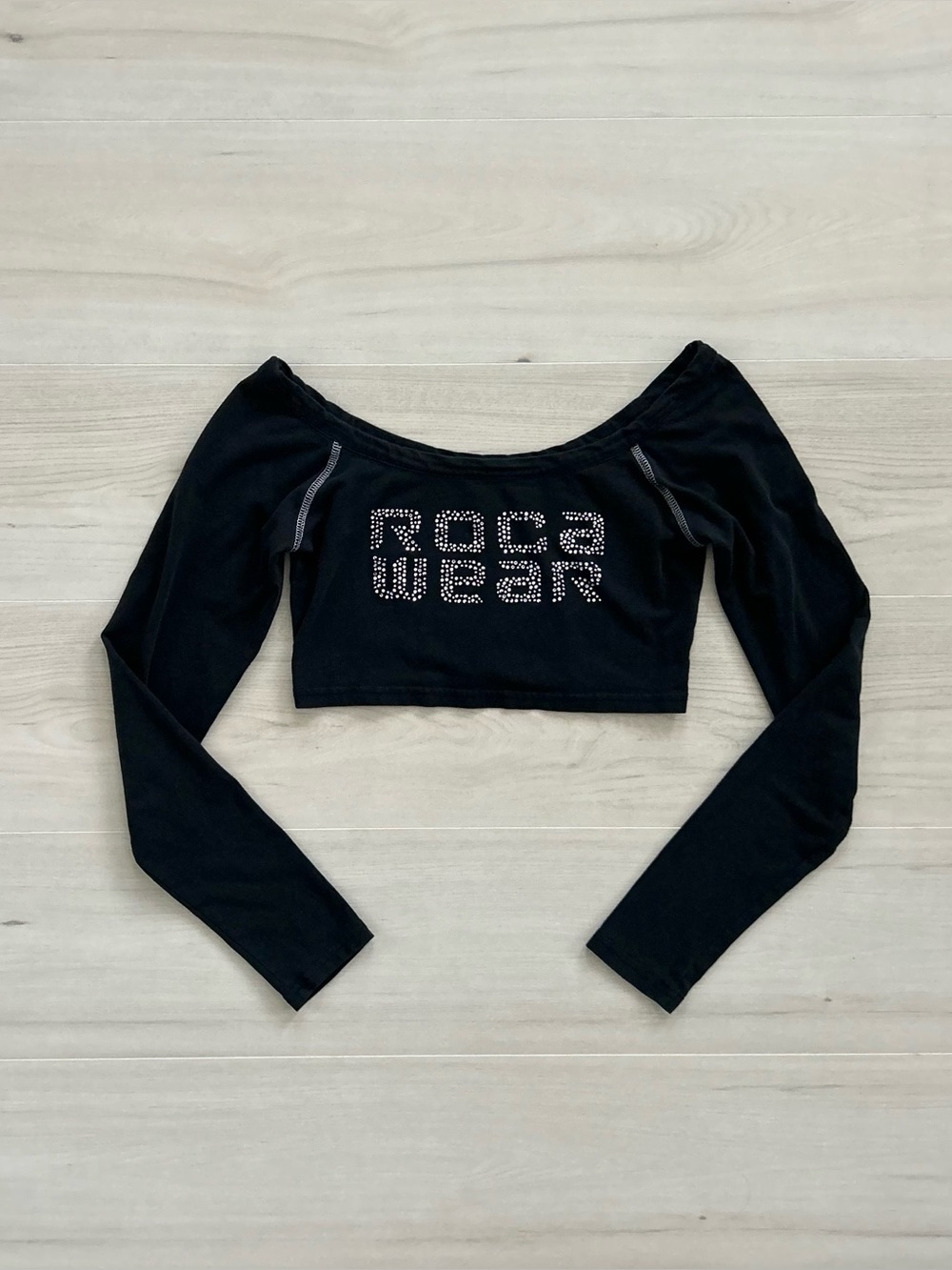 black cropped bling roca wear long sleeve